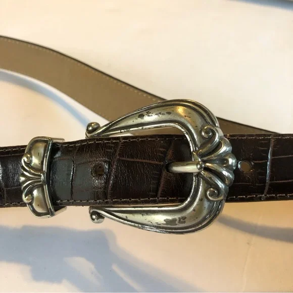 Brighton Brown Leather Belt with Detailed Silver Heart Buckle Size 32 Heart Of Silver Belt - Brighton main image 4